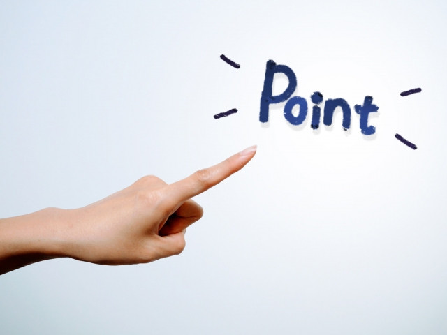pointという字を指している指